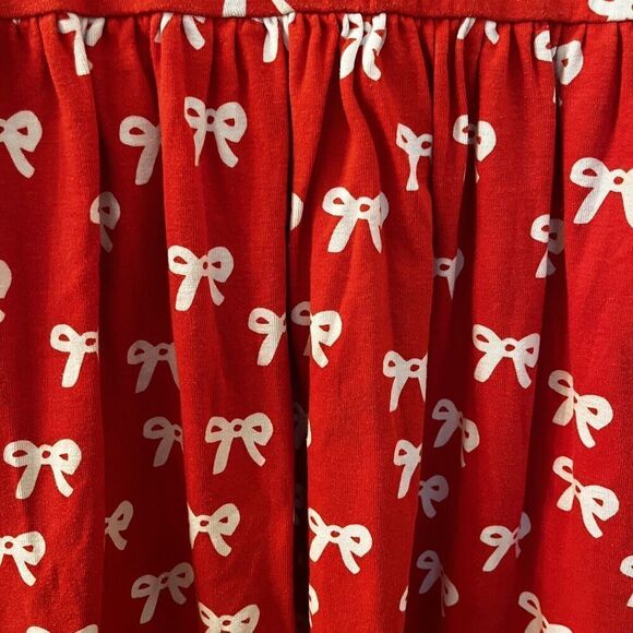 Hanna Andersson Bow Holiday Rib Dress Tangy Red 100% Cotton Girls Size 140 US 10 - Picture 9 of 14